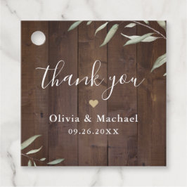 Elegantes Grünholz Dank der rustikalen Hochzeit Geschenkanhänger