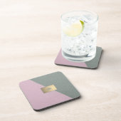 Elegantes Grünrosa Ledermonogramm Getränkeuntersetzer (Rechte Seite)
