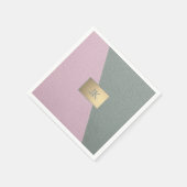 Elegantes Grünrosa Ledermonogramm Serviette (Ecke)