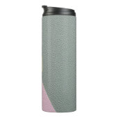 Elegantes Grünrosa Ledermonogramm Thermosbecher (Nach rechts gedreht)