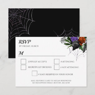 Elegantes gruseliges Blumen-Spinnennetz RSVP Karte