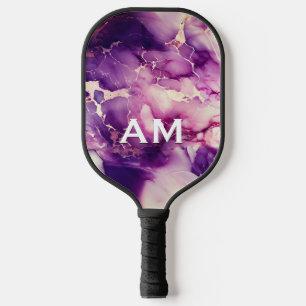 Elegantes, gurt lila Imitat aus Marmor Glitzer Mon Pickleball Schläger