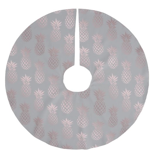 Elegantes, gurt-Rose-Gold und Graue Ananas-Muster Polyester Weihnachtsbaumdecke (Vorderseite)