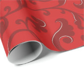 Elegantes, gurt-rotes Blumenmuster-Monogramm Geschenkpapier (Rolleneckpunkt)