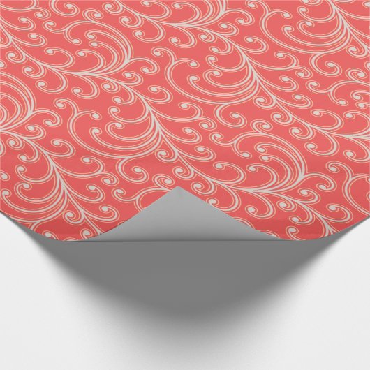 Elegantes, gurt-rotes Blumenmuster-Monogramm Geschenkpapier (Ecke)