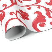 Elegantes, gurt-rotes Blumenmuster-Monogramm Geschenkpapier (Rolleneckpunkt)
