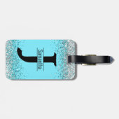 Elegantes gürtelblaues Silbersilber-Imitat Glitzer Gepäckanhänger (Rückseite horizontal)