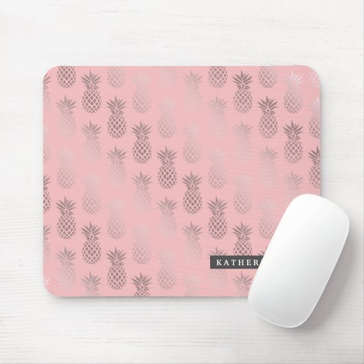 Elegantes, gürteliges Rose-Gold und rosa Ananas-Mu Mousepad (Mit Mouse)