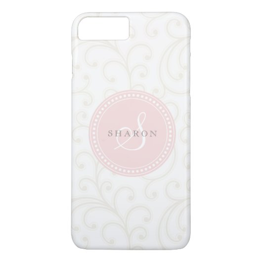 Elegantes, gürtelweißes Blumenmuster Monogramm Case-Mate iPhone Hülle (Rückseite)