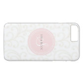 Elegantes, gürtelweißes Blumenmuster Monogramm Case-Mate iPhone Hülle (Rückseite (Horizontal))