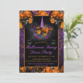 Elegantes Halloween-Blume Einhorn-Extravagantes Kl Einladung (Stehend Vorderseite)