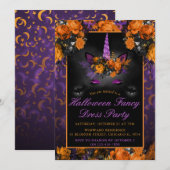 Elegantes Halloween-Blume Einhorn-Extravagantes Kl Einladung (Vorne/Hinten)