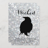 Elegantes Halloween Costume Party - Raven Glitzern Einladung (Vorne/Hinten)
