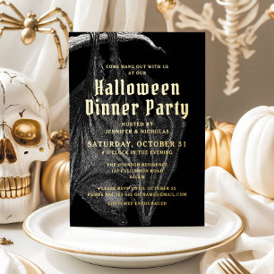 Elegantes Halloween Gold Foil Dinner Party Folieneinladung