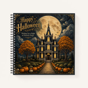 Elegantes Halloween Herrenhaus mit Spuk Notizblock