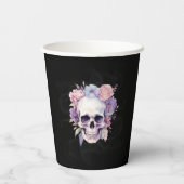 Elegantes Halloween-Party aus Blumen und Skull Got Pappbecher (Rückseite)