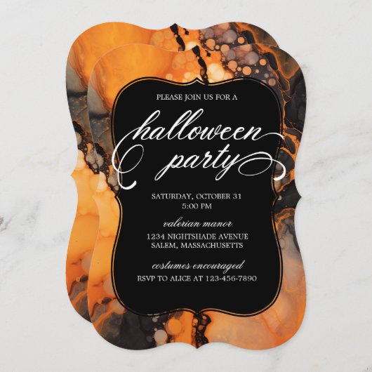 Elegantes Halloween-Party Einladung (Vorne/Hinten)