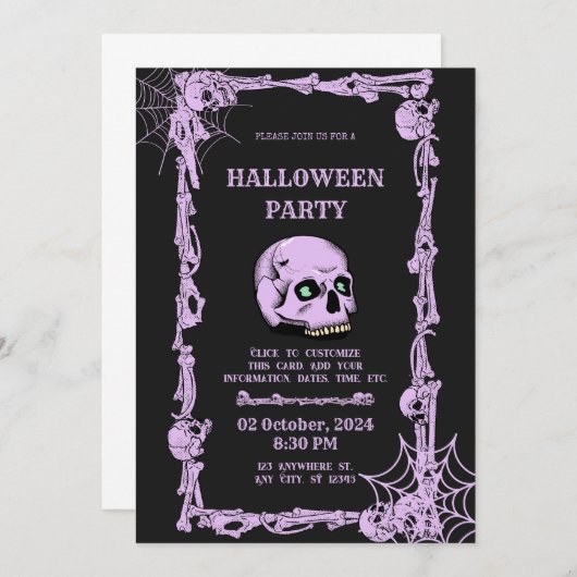 Elegantes Halloween-Party Einladung (Vorne/Hinten)