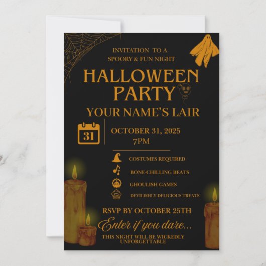 Elegantes Halloween-Party Einladung - Spooky Night (Vorderseite)
