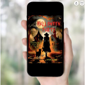 Elegantes Halloween-Party für Hexen und Katzen-Sil Einladung