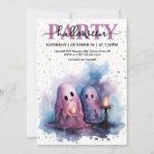Elegantes Halloween-Party Watercolor Pastel Ghosts Einladung (Vorderseite)