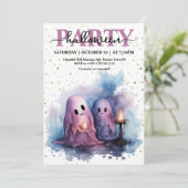 Elegantes Halloween-Party Watercolor Pastel Ghosts Einladung (Stehend Vorderseite)