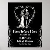 Elegantes Halloween Skeleton Brautparty Willkommen Poster (Vorne)
