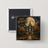 Elegantes Halloween-Spookschloss Button (Vorne & Hinten)
