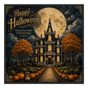 Elegantes Halloween-Spookschloss Poster