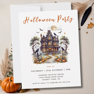 Elegantes Halloween Spukschloss Einladung