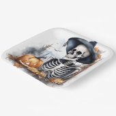 Elegantes Halloween-Wasserfarbenskelett Pappteller (Gewinkelt)
