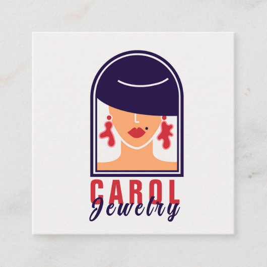 Elegantes, handgefertigtes Logo des Schmuckdesigne Quadratische Visitenkarte (Vorderseite)