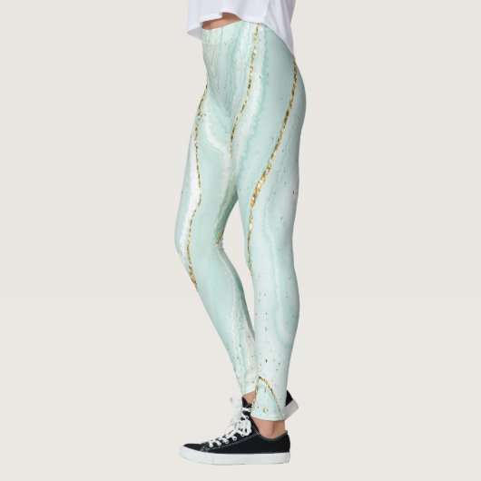 elegantes handgemaltes flüssiger Marmor-Design mit Leggings (Links)