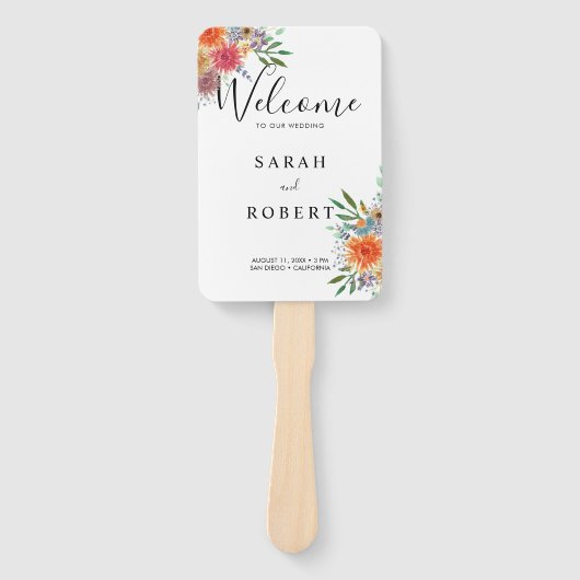 Elegantes handgemaltes Hochzeitsprogramm Fächer (Vorderseite)