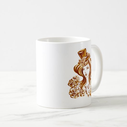 Elegantes handgemaltes mit der kaffeetasse (VorderseiteRechts)