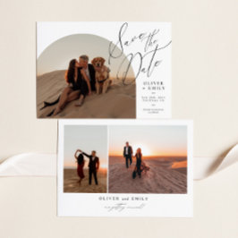 Elegantes handgeschriebenes Arch-Foto Save the Dat Einladung