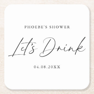Elegantes handgeschriebenes Brause-Coaster-Script Rechteckiger Pappuntersetzer