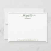 Elegantes handgeschriebenes Fahrzeug mit grüner Na Mitteilungskarte (Vorderseite)