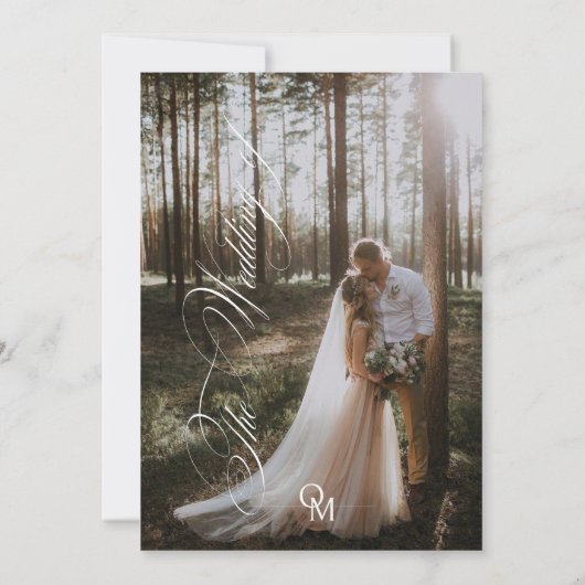 Elegantes handgeschriebenes Foto Hochzeit Einladung (Rückseite)