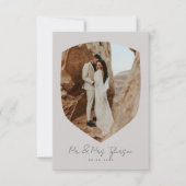 Elegantes handgeschriebenes Gerahmtes Foto Hochzei Dankeskarte (Vorderseite)