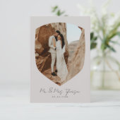 Elegantes handgeschriebenes Gerahmtes Foto Hochzei Dankeskarte (Stehend Vorderseite)