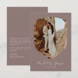 Elegantes handgeschriebenes Gerahmtes Foto Mauve W Dankeskarte