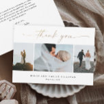Elegantes handgeschriebenes Gold Script-Hochzeitss Dankeskarte<br><div class="desc">Elegantes handgeschriebenes Gold Script Hochzeit Foto Dankeschön Karte. Der Rücken beinhaltet eine Danksagung von dem Paar oder Sie können sie entfernen,  wenn Sie lieber schreiben Sie Ihren Dank.</div>