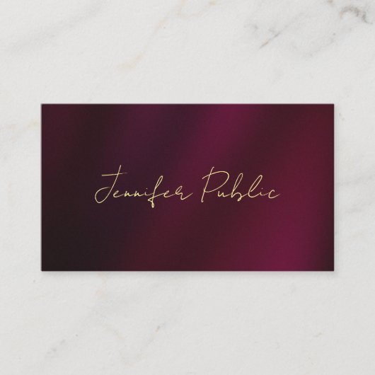 Elegantes handgeschriebenes Gold Text Script luxur Visitenkarte (Vorderseite)