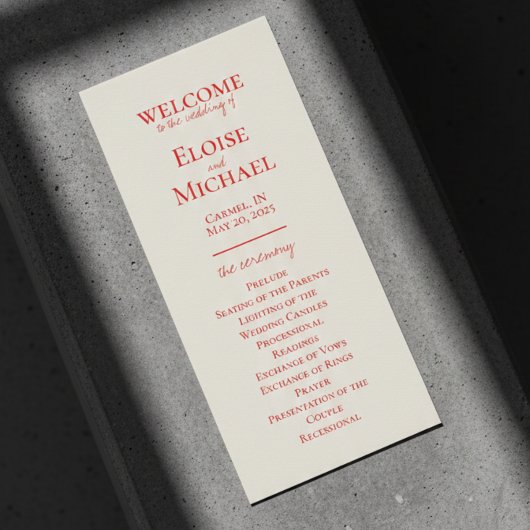Elegantes, handgeschriebenes Hochzeitsprogramm