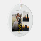 Elegantes handgeschriebenes Hochzeitssemble Foto V Keramik Ornament (Rechts)