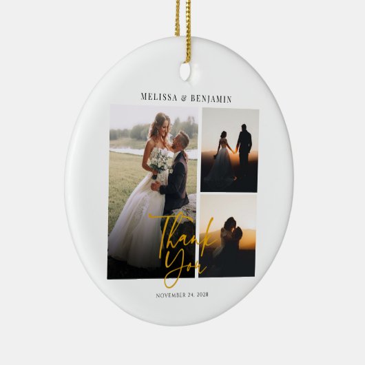 Elegantes handgeschriebenes Hochzeitssemble Foto V Keramik Ornament (Rechts)