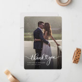 Elegantes handgeschriebenes Hochzeitssemble Foto V Mitteilungskarte (Vorderseite/Rückseite Beispiel)