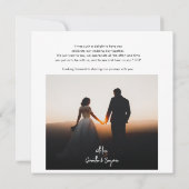 Elegantes handgeschriebenes Hochzeitstag-Foto Dankeskarte (Rückseite)