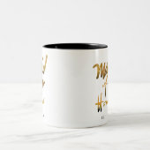 Elegantes handgeschriebenes Imitat Gold | TRAUZEUG Zweifarbige Tasse (Mittel)